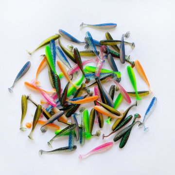Hot Sale Soft T-Tail Swimbait - 55mm, 65mm, 70mm, Double Color Soft Lure Bait OEM Worm Plastic Fishing Lure