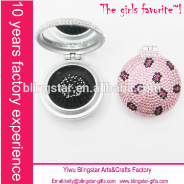 hot selling round rhinestone hairbrush with the mirror