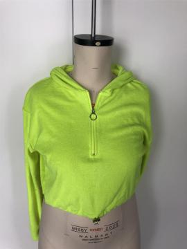 Fluorescent hooded cropped top