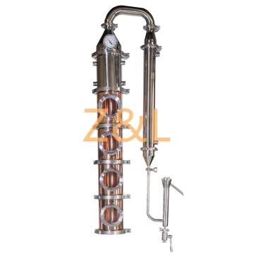 6 inch 4 plate commercial still copper alcohol distillation column with copper bubble plate