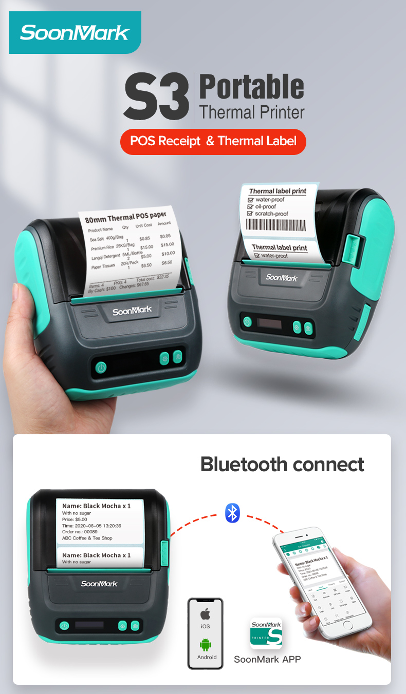 mobile bluetooth thermal receipt printer