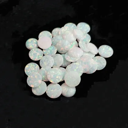 Synthetic Opal Loose Stone White Round Cut Opal