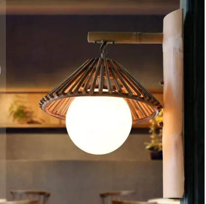 Pastoralism holiday village glass shade natural bamboo wall scone