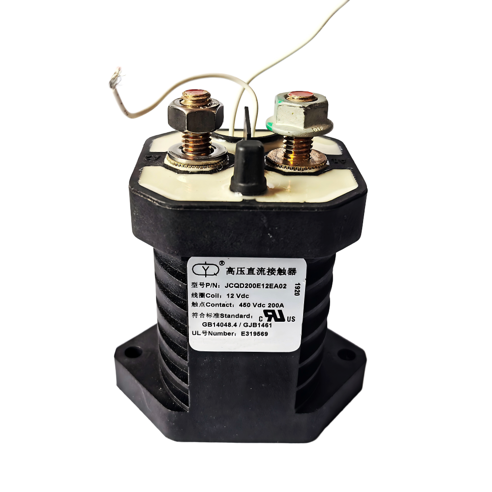 YM Double-Pole Aviation Contactor JCQD200E12EA02 with dual high-current contacts