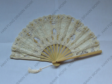 cream wedding lace hand fans with embroidery