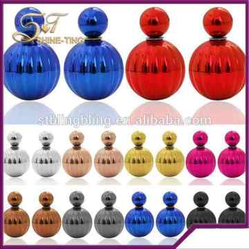 Candy brincos UV Pendientes pumpkin cut double pearl stud earrings