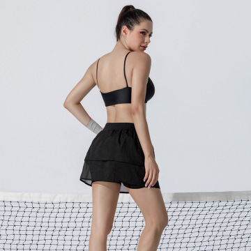 Tennis 2 Pieces Sports Bra And Shorts Skirt