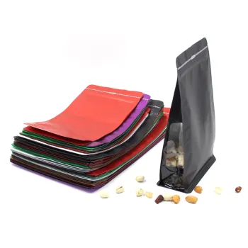 2022 Biodegradable and Recycled Custom Stand-Up Pouches for Dry Food Packaging: Brown Kraft Paper Bags with Translucent Windows