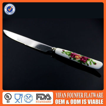 Ceramic handle stainless steel spoon and fork set