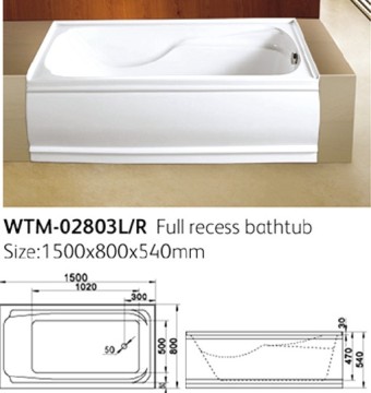 Apron Acrylic Bathtub with Cupc Certification