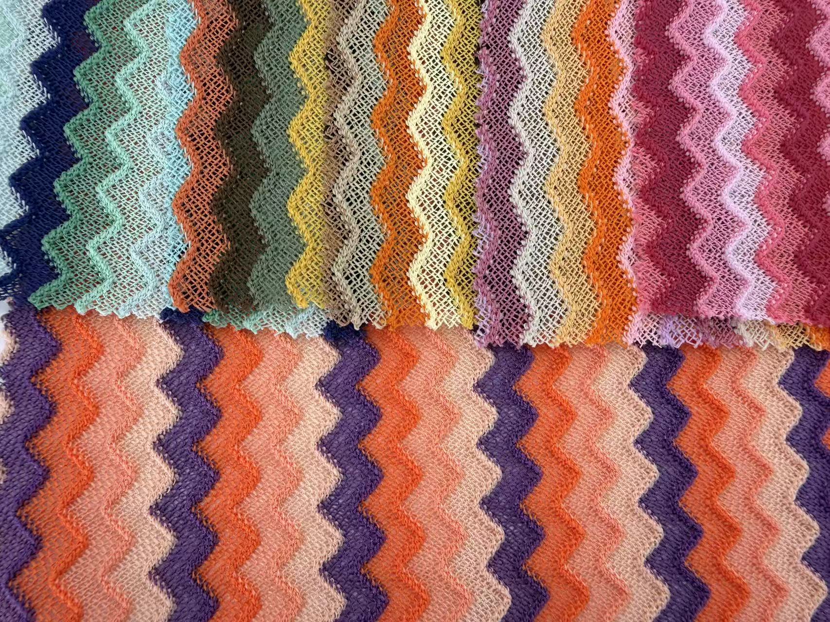 Zigzag Color Stripe Warp Knit Dress Fabric