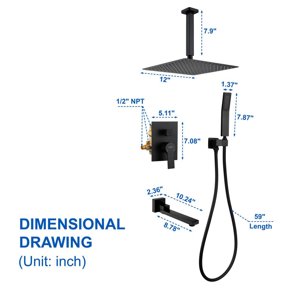 Ceiling shower system 88051b 12 5