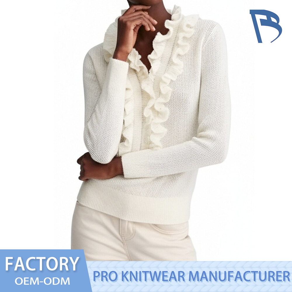 Sweater bersatu renda putih untuk wanita