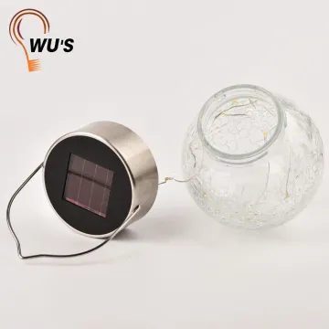 New Design factory supply solar powered glass bottle light hanging patio lamp