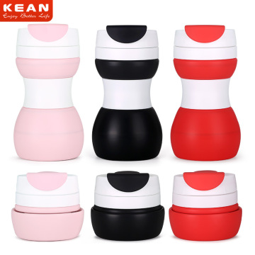 China Manufacturer Eco-friendly Leakproof Travel Silicone Collapsible Cup with Lid