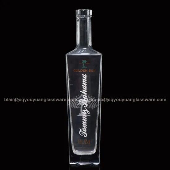 Machine Made Rum Glassware 375ML Glass Bottle with Cork Top 375ML Glass Spirit Bottle