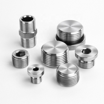 SS304 Stainless Steel Plug Fitting with BSPT/BSPP/NPT Male Thread and Hex Socket End