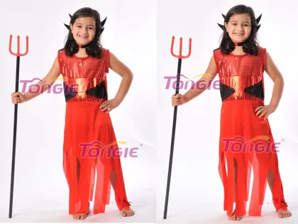 Kids Girl Red Clothes Devil Costumes For Halloween Decoration