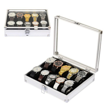 Aluminium Luxury 10 Grid Slot Watch Display Storage Box Organizer