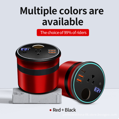 12V DC to 220V Car Power Inverter with 2 USB Fast Charger - Cup Holder Design