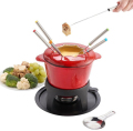 Gjutjärn röd fondue uppsättning