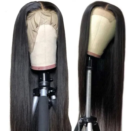 Original 180% Density Brazilian Straight Human Hair Lace Closure Wig 4*4, 100% Unprocessed Virgin Cuticle Aligned Hair Wig