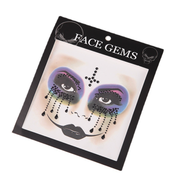 Halloween Red Black Gemstone Face Stickers - Witch Diamond Eyebrow Stickers for Men and Women