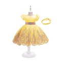 Crianças Princesa Bowknot Lace Girls Dress