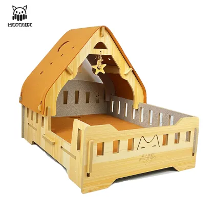 MOFESIPI Solid Wood Cat Bed House for Indoor Cats