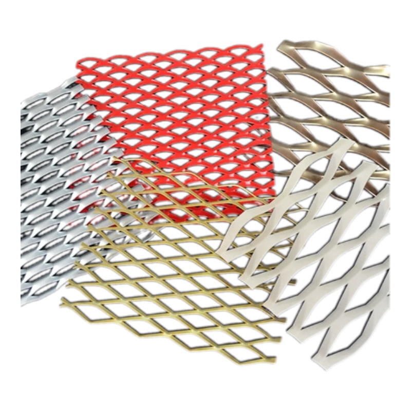 Raised diamond expanded metal sheet, anti-slip surface, manufactured by ANJIA for walkway grating and stair treads.