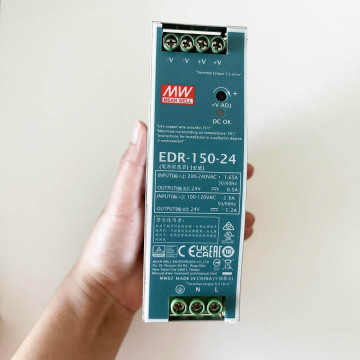 Meanwell EDR-150-24 슬림 금속 케이스 220VAC/110VAC ~ 24V 150W DIN 레일 전원 공급 장치
