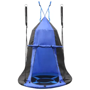 Adjustable Height Hanging Play Round Swing with Tent for Indoor and Outdoor Use