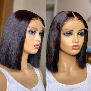 Annione Wholesale Transparent Hd Indian Human Hair Vendor Closure Wigs 4X4 Human Hair Lace Wig 5X5 Human Hair Lace Wig
