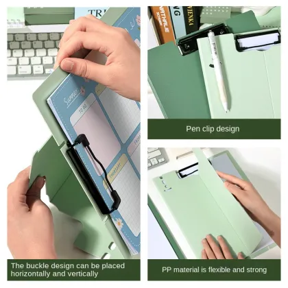 Morandi Leather A4 Data Storage Book - Multifunctional Vertical File Clipboard