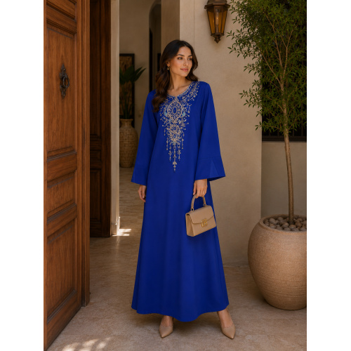 رویال آبی دوزی منجوق شراره آستین Abaya