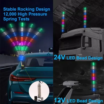 24V LED RGB Truck Antenna Light - Colorful Streamer Flashing Pilot Lights for Trunk