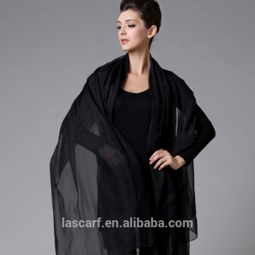 New style 100% Polyester scarves women's pure color shawl black