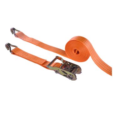 38mm Ratchet Tie Down Strap Set with Double J Hooks for Cargo Lashing