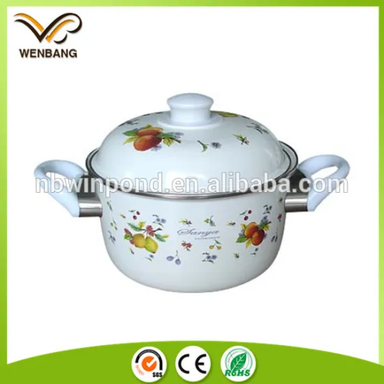 high quality cookware pot, custom printing bakelite handles enamel pot
