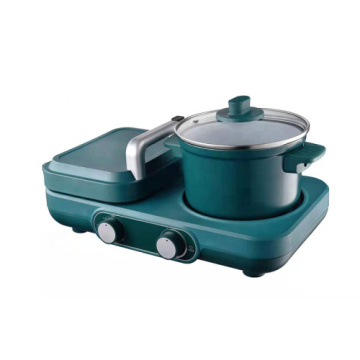 2-in-1 Multifunctional Breakfast Maker with Sandwich Plates, Frying Pan, and Cooking Pot