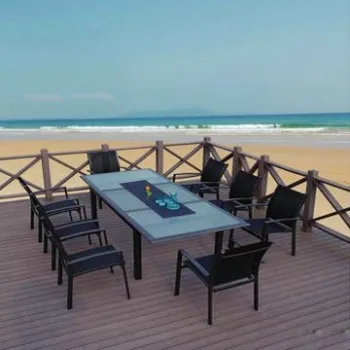 9 Pieces Aluminum Frame Extension Table Top with 5mm Tempered Glass