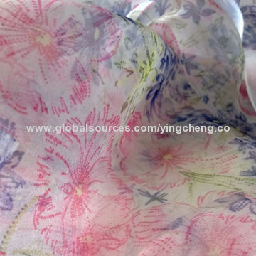 100% nylon 20D organza fabric, digital print, nice pattern for wedding party decoration/garment
