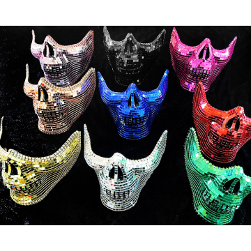 Rhinestone Mirrored Masquerade Mask for Halloween Party Cosplay