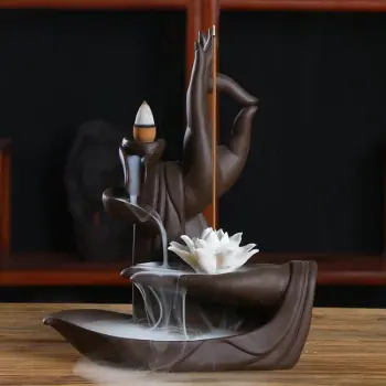 Waterfall Incense Holder Zen Incensario Flor De Lotus Backflow Queimador De Incenso Home Zen Decor Incense Burners Base Censer