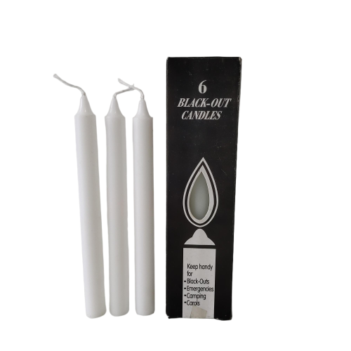 6pcs Black Box Household Cheap Wax White Candles