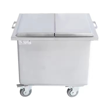 Commercial Stainless Steel Flour Cart with Cover - 304 Stainless Steel Rice Jar and Noodle Bucket