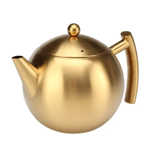 Burnable golden stainless steel teapot