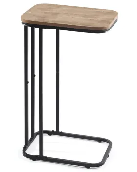 Hot Selling C-Shape Table with Wooden Top and Antique Gold Metal Base: Perfect for Home and Hotel