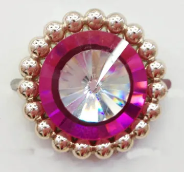 Delicate Metallic Plastic Shoe Flower, Popular Footwear Trim with Sparking Diamond Round-Shaped Centered 