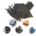 Popular Black and Gold Finish Drill Bit HSS Twist Drill Bits dengan kes penyimpanan diindeks logam untuk keluli tahan karat logam